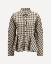 Check flannel Peplum Shirt - BEIGE | Base Blu