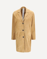Long goat suede leather Coat - BEIGE | Base Blu