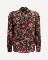 Silk Flora print Shirt with neck bow - MULTICOLOUR | Base Blu