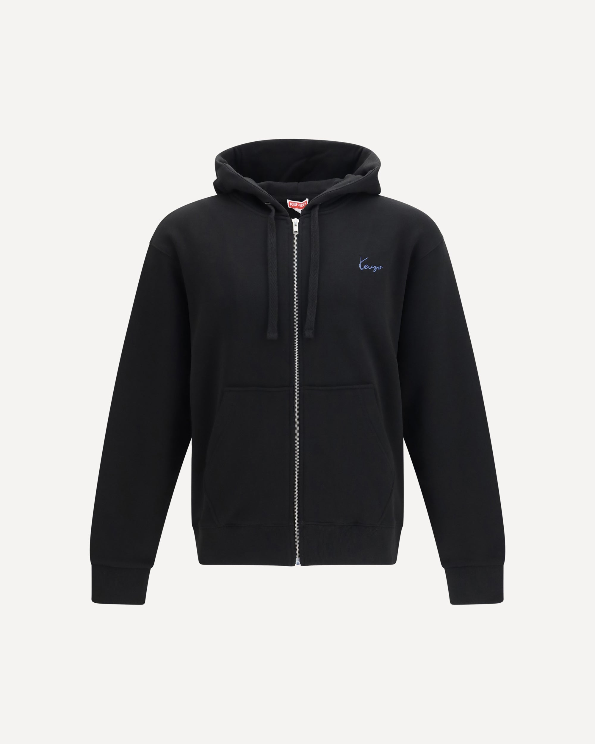 KENZO Kenzio Signature Embroidered Cotton Zip Hoodie BLACK | Base Blu