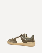 Low Top Upvillage Sneakers in suede split leather and nappa calfskin - KHAKI  | Base Blu