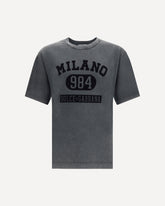 T-shirt in cotone con logo in velluto - GRIGIO | Base Blu