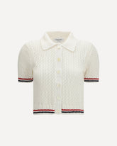 Hector Pointelle short-sleeve Cardigan - WHITE | Base Blu