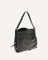 Small Voyou Bucket Handbag in glossy leather - BLACK | Base Blu