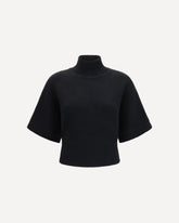 Maglione crop a collo alto in cashmere - NERO | Base Blu