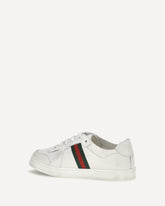 Leather Sneakers with Web detail for Boy - WHITE | Base Blu