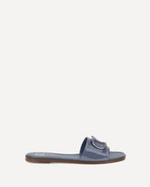 VLogo patent leather Slide Sandals - LIGHT BLUE | Base Blu