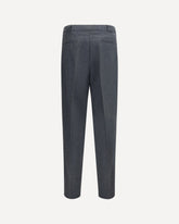 Virgin wool, cotton and silk mouliné canvas pleated Pants - GREY | Base Blu