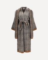 Prince of Wales double-knit mohair and wool Coat with scarf - BROWN | Base Blu