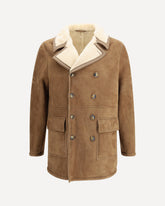 Benjamin double-breasted shearling Peacoat - BEIGE | Base Blu