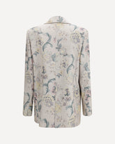 “Peonia My Love” hopsack linen-blend Jacket - PURPLE | Base Blu