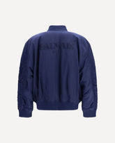 Nylon Bomber Jacket with embroidered back logo - BLUE | Base Blu