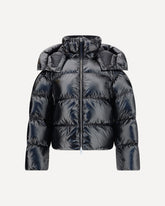 The Lothar Short Down Jacket with hood from Moncler x EE72 by Edward Enninful - BLACK | Base Blu