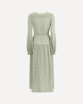 Silk long Dress with foliage print - GREEN | Base Blu