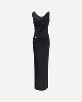 Draped jersey long Dress - BLACK | Base Blu