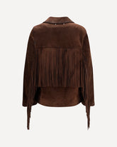 Journey leather Jacket with fringes - BROWN | Base Blu