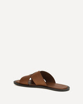 Sandali slide Flex incrociati in pelle di vitello - MARRONE | Base Blu