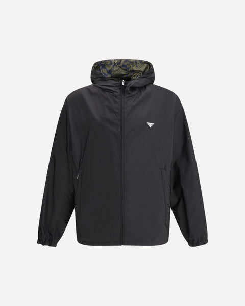 PRADA Reversible Re-Nylon hooded Jacket BLACK | Base Blu
