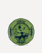 Piatto piano in porcellana Collezione Oriente Italiano - VERDE | Base Blu