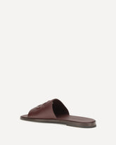 Sandali in pelle con logo - MARRONE | Base Blu