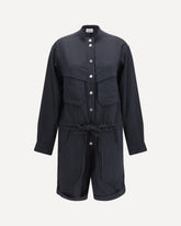 Short cotton blend Jumpsuit - BLACK | Base Blu