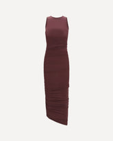 Asymmetric semi-sheer midi Dress - BORDEAUX | Base Blu