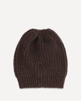 Cashmere Beanie with sequins - BROWN | Base Blu