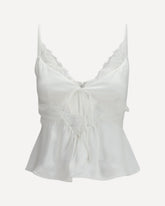 Cropped Top with lace inserts - WHITE | Base Blu