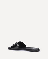 Patent leathe VLogo slide Sandals - BLACK | Base Blu