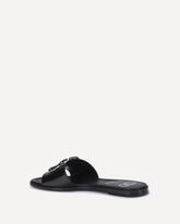 Patent leathe VLogo slide Sandals - BLACK | Base Blu