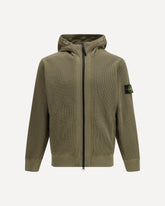 Felpa in cotone con zip e cappuccio Ghost - VERDE | Base Blu