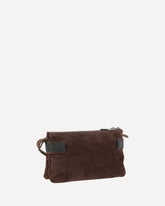 Suede leather Shoulder Bag - BROWN | Base Blu