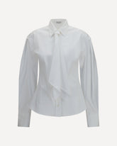 Cotton blend Shirt with tie - WHITE | Base Blu