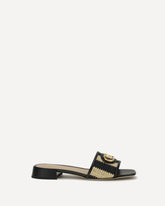 VLogo Signature raffia slide Sandals - MULTICOLOUR | Base Blu