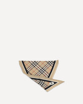 Check silk Scarf with Knight Stamp - BEIGE | Base Blu