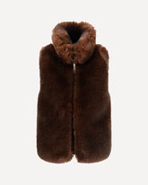 Hybrid faux-fur and quilted nylon Vest - BROWN | Base Blu