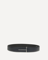 Grain Leather Slim T reversible Belt - BLUE | Base Blu