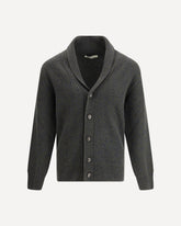 Virgin Wool Shawl-Collar Cardigan - GREEN | Base Blu