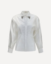 Embroidered cotton poplin Shirt - WHITE | Base Blu