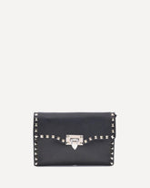 Rockstud mini Shoulder Bag in garnet calfskin - BLACK | Base Blu
