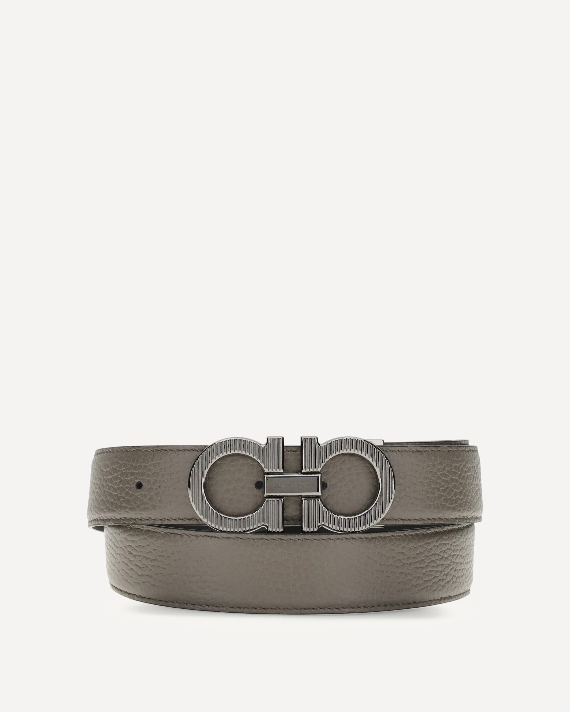 FERRAGAMO Reversible Gancini Belt GREY | Base Blu