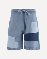 Patchwork cotton knit Shorts - LIGHT BLUE | Base Blu