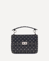 Medium Rockstud Spike Shoulder Bag - BLACK | Base Blu