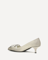 Lace-up antique-finish leather Pumps - WHITE | Base Blu