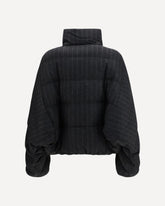 Cropped pinstripe wool Puffer Jacket - GREY | Base Blu