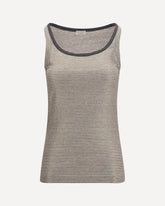 Striped linen lamé jersey Tank Top with glossy finishes - BEIGE | Base Blu
