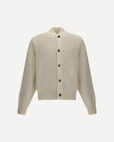 Embroidered Virgin Wool Cardigan - WHITE | Base Blu