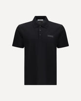 Maglia Polo in cotone con gros-grain logato  - NERO | Base Blu