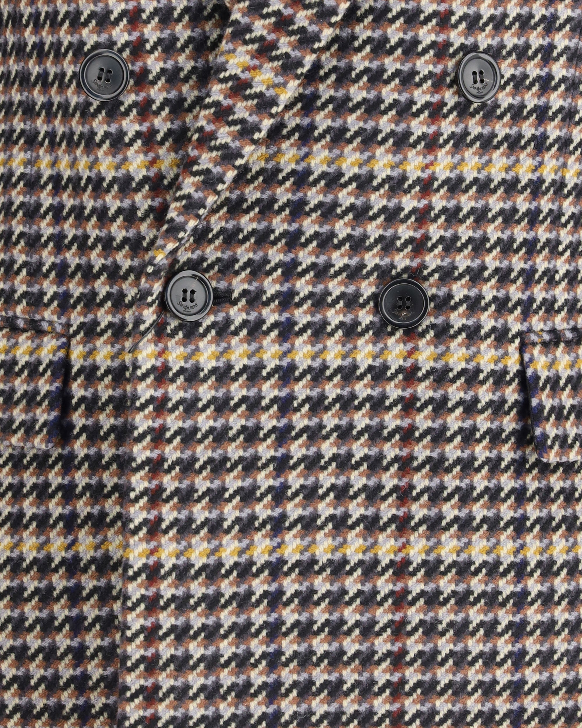 SAINT LAURENT Giacca in lana a quadri MULTICOLORE | Base Blu