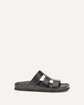 Studshield leather slide Sandals - BLACK | Base Blu